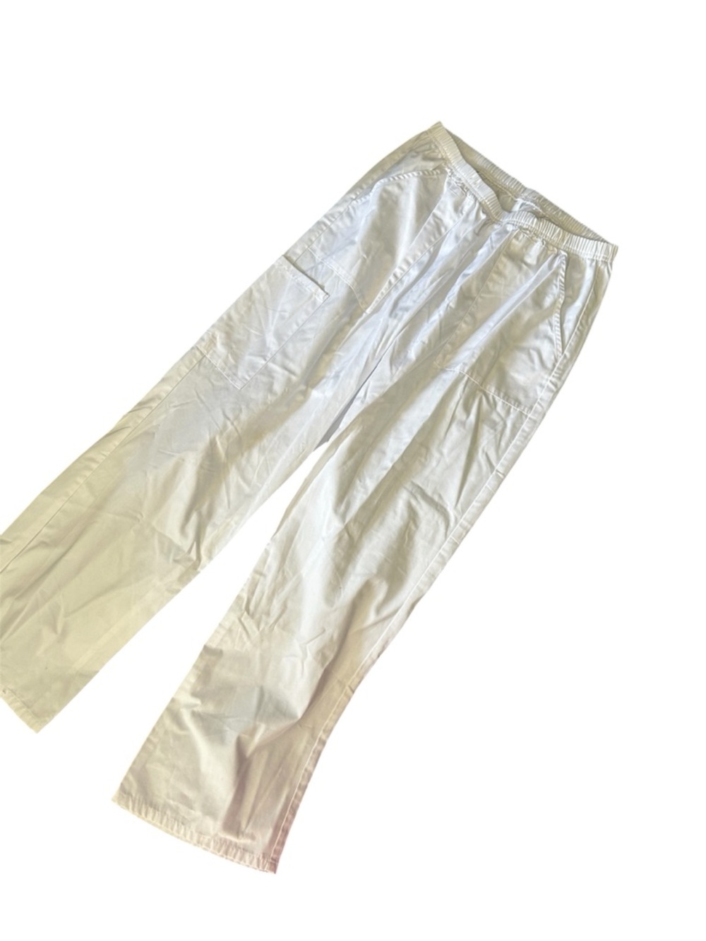 Scrubstar White Women's Cargo Scrub Pants with Elastic Waist